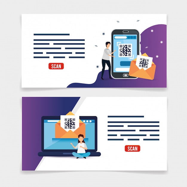 Premium Vector | Set illustration of qr code
