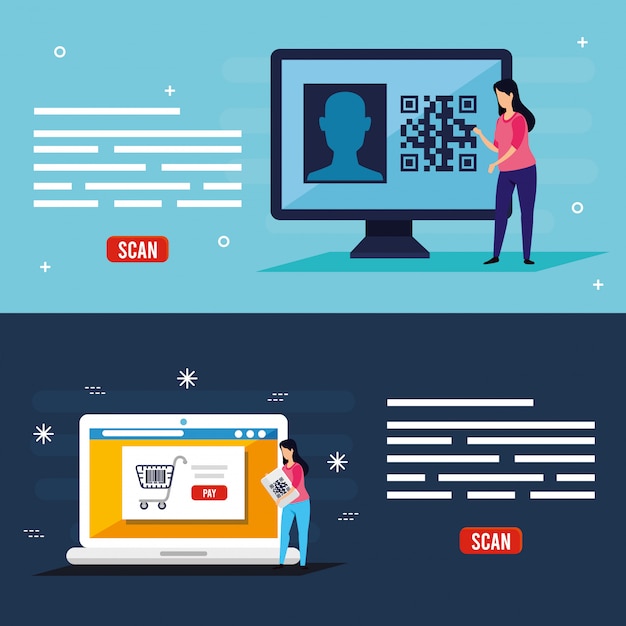 Premium Vector | Set illustration of qr code