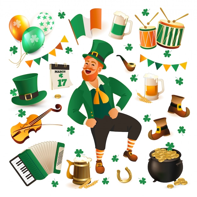 Premium Vector | Set Of Illustrations For Celebrating St. Patricks Day.