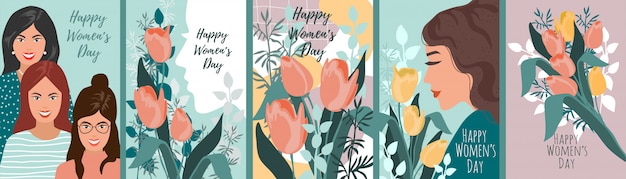 Premium Vector | Set of illustrations for women's day.