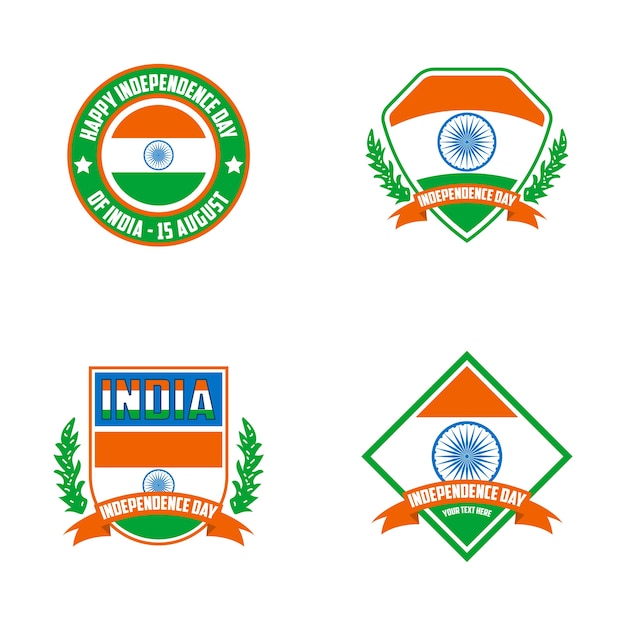 Premium Vector | A set independence day india logo badges ...