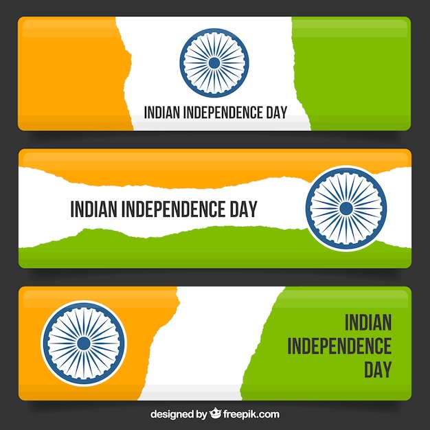 Free Vector Set Of India Independence Day Banners