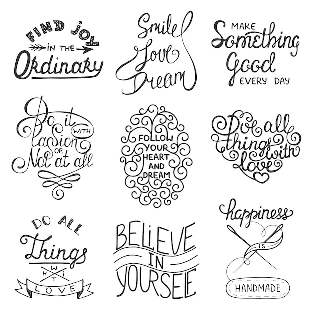 Premium Vector Set of inspirational typography slogans handwritten