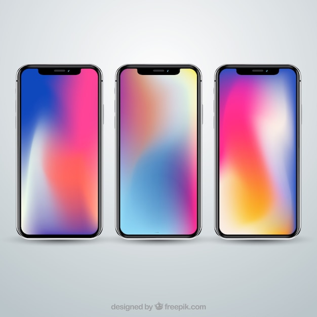 Free Vector Set Of Iphone X With Gradient Wallpaper