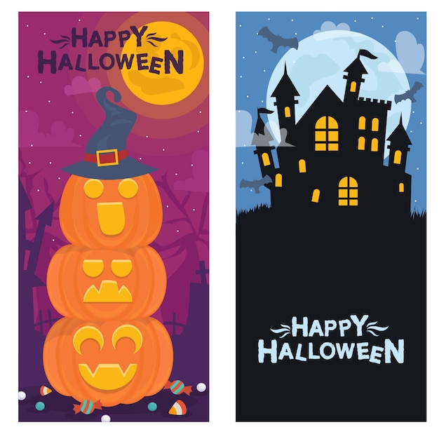 Premium Vector | Set of isolated halloween flyer