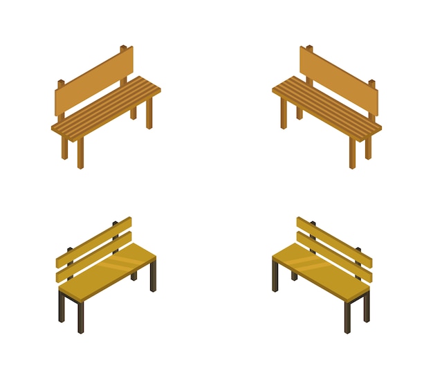 Set of isometric benches | Premium Vector