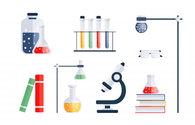 Premium Vector | A set of items for chemistry.