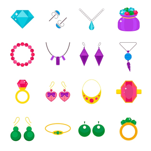 Premium Vector  Set of jewelry vector flat elements