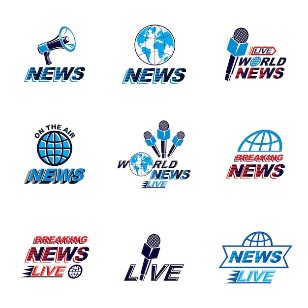 Premium Vector | Set of journalism conceptual logo, emblems and ...