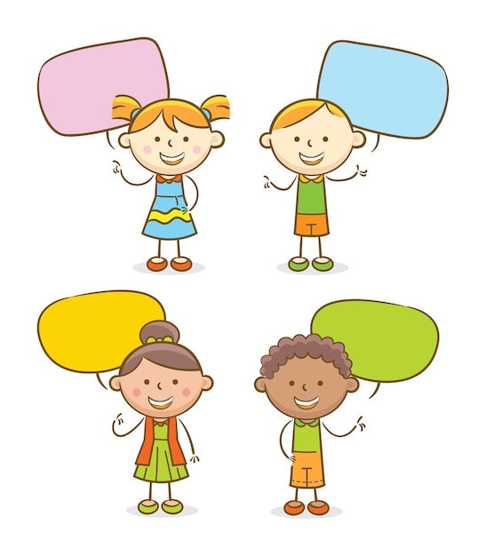 Premium Vector | Set of kid talking