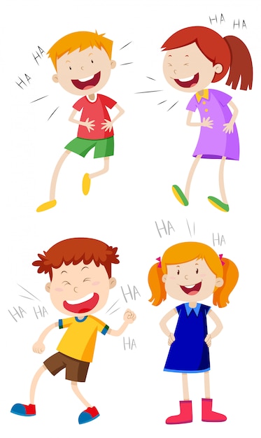 Premium Vector | A set of kids laughing