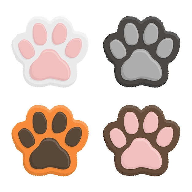 Premium Vector | Set kitten animal paw print in flat style isolated on white background.