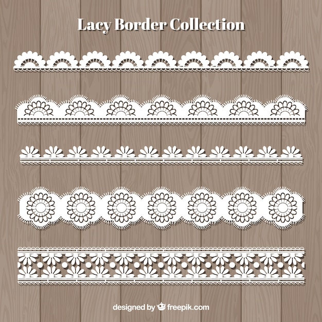 Download Free Vector | Set of lace borders in flat design