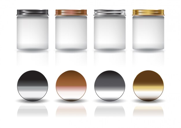 Download Premium Vector | Set of large white cosmetic round jar with black-copper-silver-gold lid mockup ...