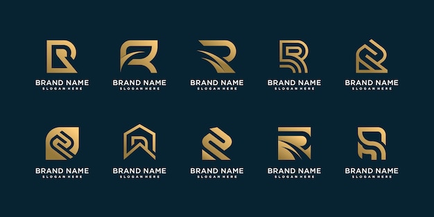 Premium Vector Set Of Letter R Logo Collection With Golden Concept For Consulting Initial Finance Company