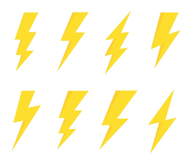 Premium Vector | Set lightning bolt. thunderbolt