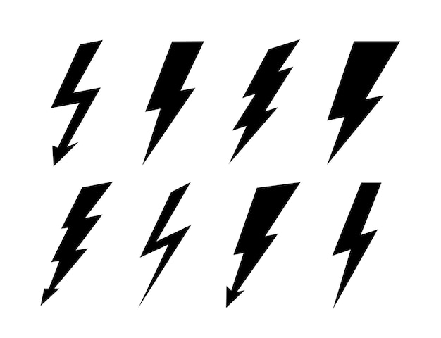 Premium Vector | Set lightning bolt. vector thunderbolt, lightning ...