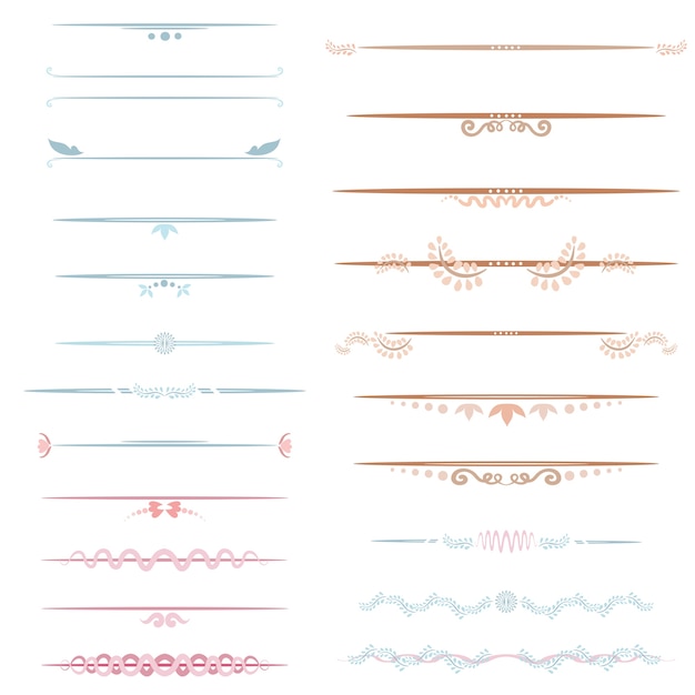 Set of line art decorative elements Premium Vector