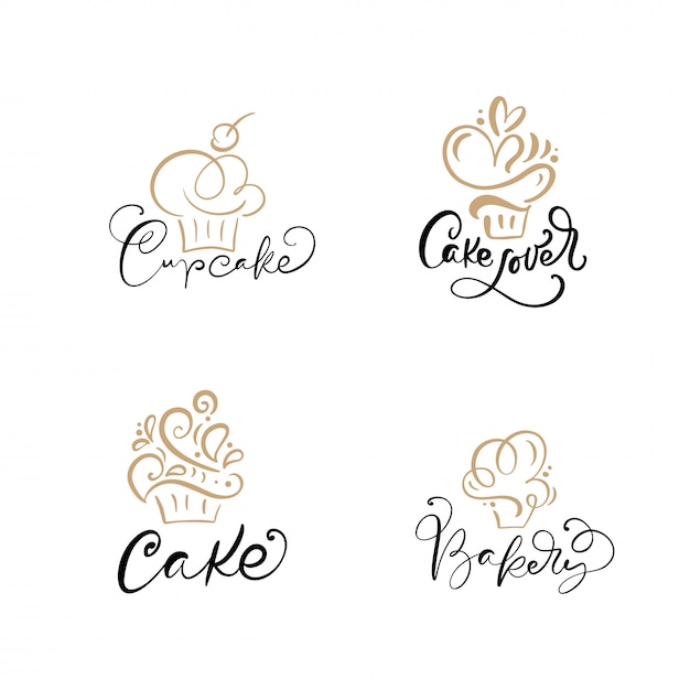 Download Free Set Of Linear Cupcake Logos Premium Vector Use our free logo maker to create a logo and build your brand. Put your logo on business cards, promotional products, or your website for brand visibility.