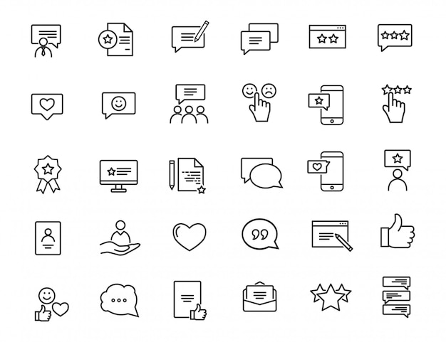 Set of linear feedback icons. customer satisfaction icons in simple design. Premium Vector