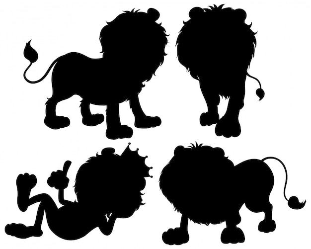 Download Free Vector | Set of lion silhouette