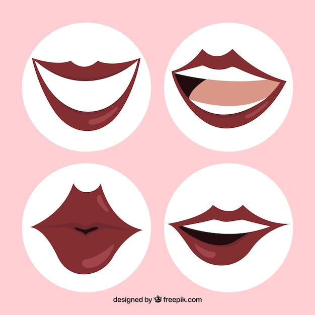 Free Vector | Set of lips in white circles