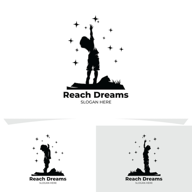 Premium Vector Set Of Little Kids Reach Star Logo