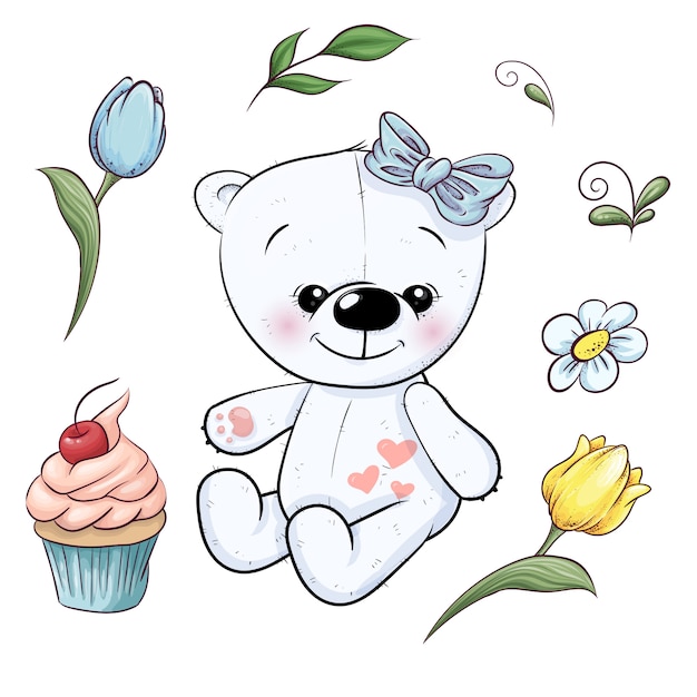 bear and flowers