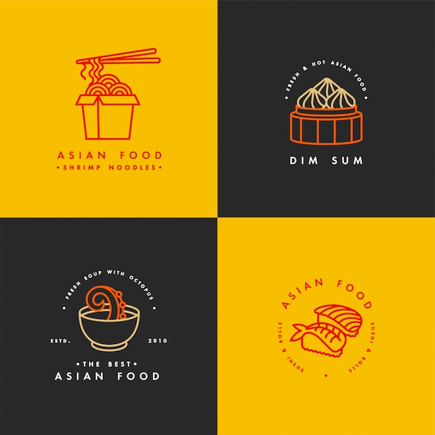 Download Free Set Of Logo Design Templates And Emblems Or Badges Asian Food Use our free logo maker to create a logo and build your brand. Put your logo on business cards, promotional products, or your website for brand visibility.