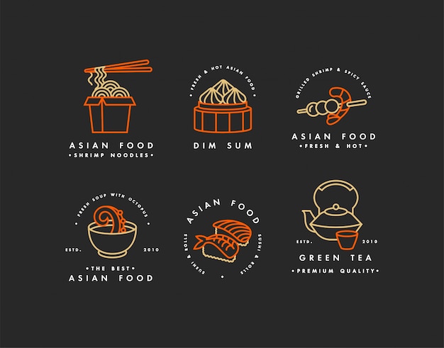Download Free Set Of Logo Design Templates And Emblems Or Badges Asian Food Use our free logo maker to create a logo and build your brand. Put your logo on business cards, promotional products, or your website for brand visibility.