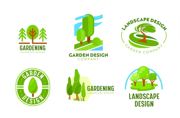 Set Of Logo Garden Landscape Design, Landscape Design Company