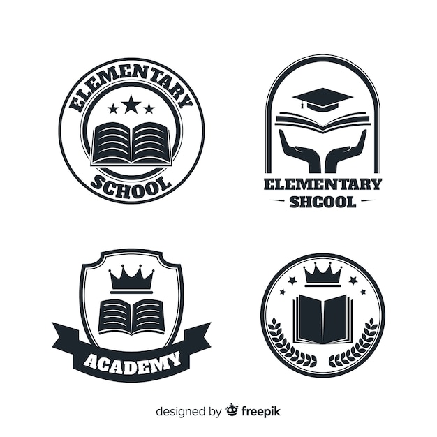 Set Of Logos Or Badges For Academies Or Elementary School Free