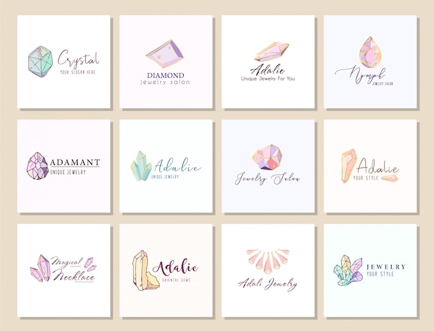 Download Free Set Of Logos For Jewelry Stores Business Identity With Crystals Use our free logo maker to create a logo and build your brand. Put your logo on business cards, promotional products, or your website for brand visibility.