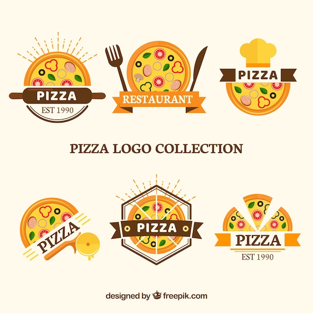 Free Vector Set Of Logos For Pizzas