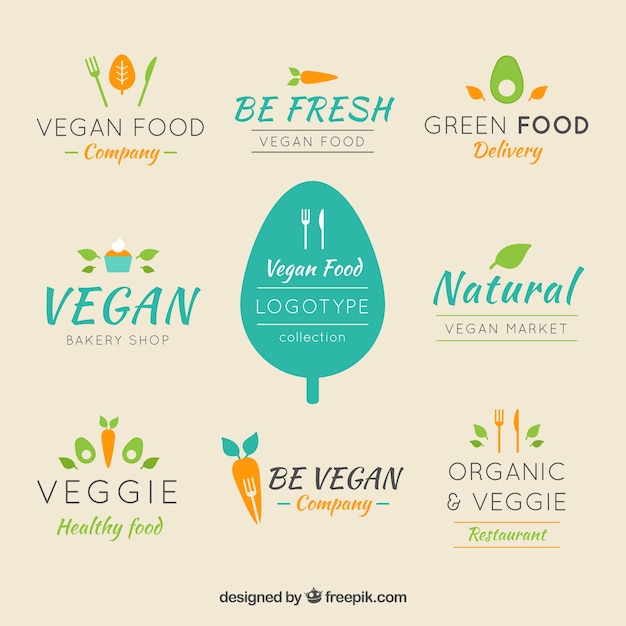 Download Free Set Of Logos For Restaurants Vegetarian Food Free Vector Use our free logo maker to create a logo and build your brand. Put your logo on business cards, promotional products, or your website for brand visibility.
