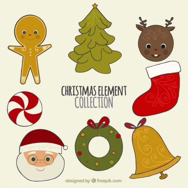 Free Vector | Set of lovely christmas decoration elements