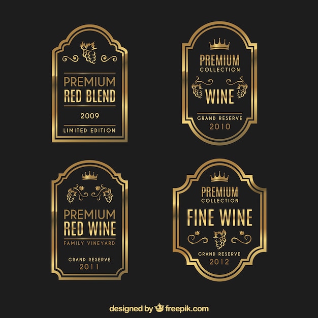 Free Vector Set Of Luxurious Wine Labels