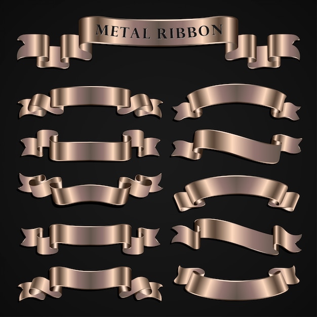 Premium Vector Set of luxury metal bronzed ribbons