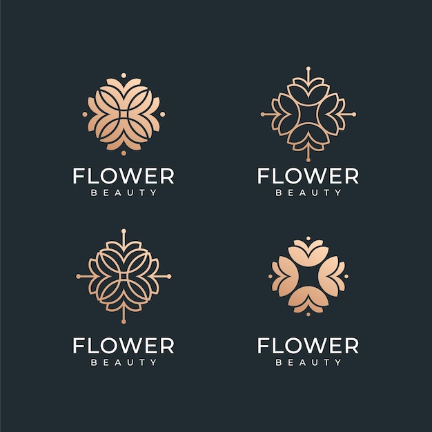 Premium Vector | Set of luxury spa gold flower logo design collection.