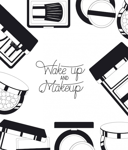 Set of make up products frame around Free Vector