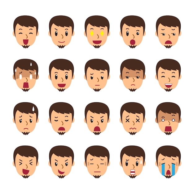 Premium Vector | Set of a man faces showing different emotions