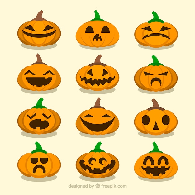 Free Vector | Set of many various emotional expressions of halloween ...
