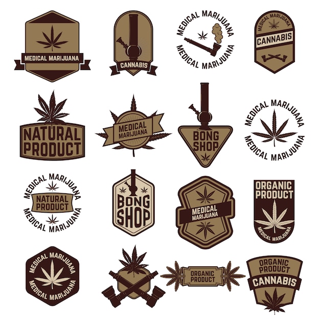 Premium Vector | Set of marijuana labels