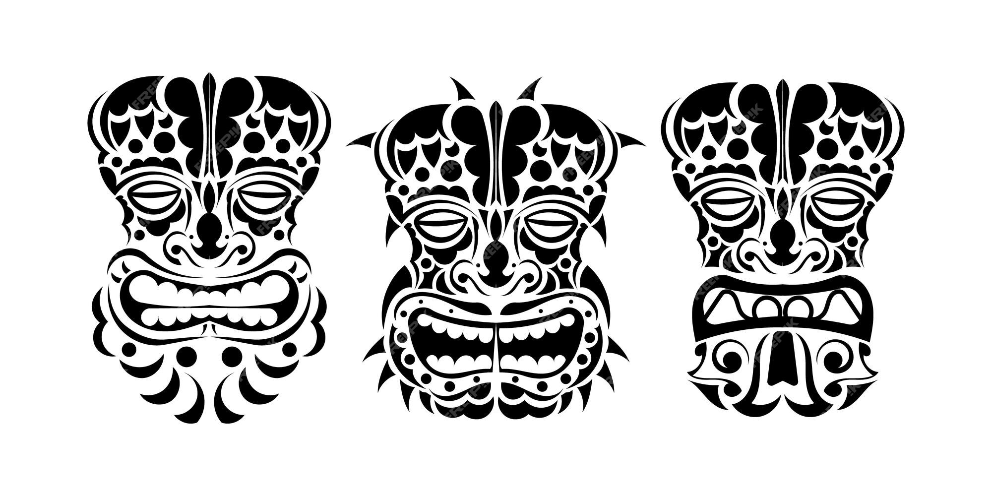 premium-vector-set-of-masks-in-the-ornament-style-polynesian-maori-or