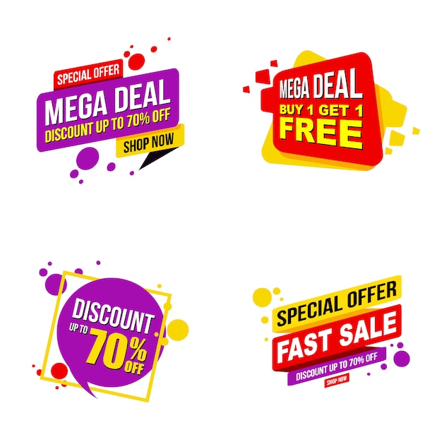 Set of mega sale promotion banner modern template Vector ...