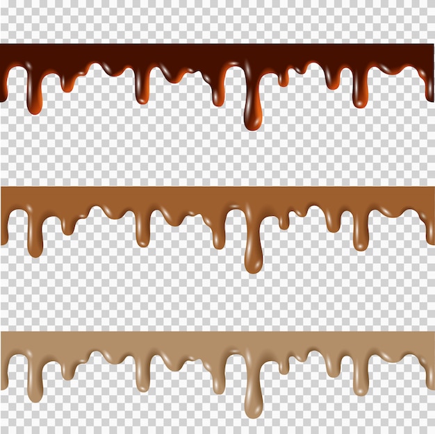 Premium Vector | Set of melted chocolate,peanut butter,caramel seamless ...