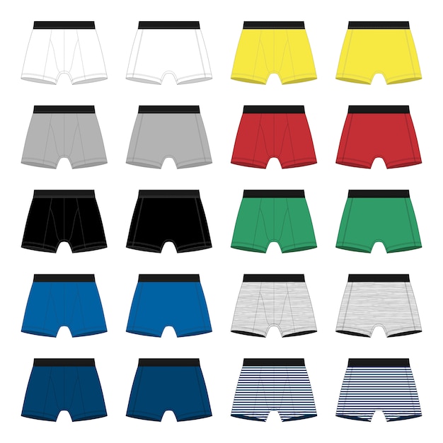 Set of men boxer shorts template Vector Premium Download