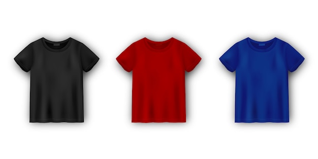 Download Set of men's t-shirt mockup isolated on white background ...