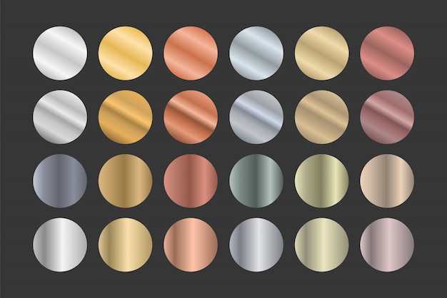 Premium Vector Set Of Metallic Gradients Gold Silver And Bronze