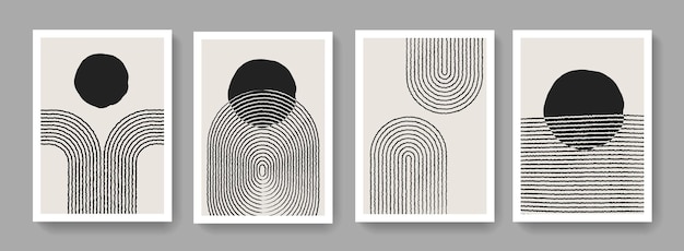 Premium Vector | Set of mid-centuary art posters. abstract retro ...